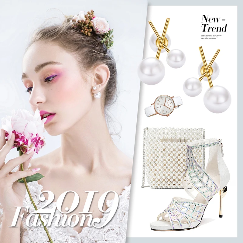 Cdyle/Элегантные жемчужные серьги-гвоздики из стерлингового серебра 925 пробы