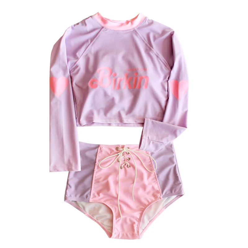 Таиланд сплит с длинными рукавами гидрокостюм милый женский купальник