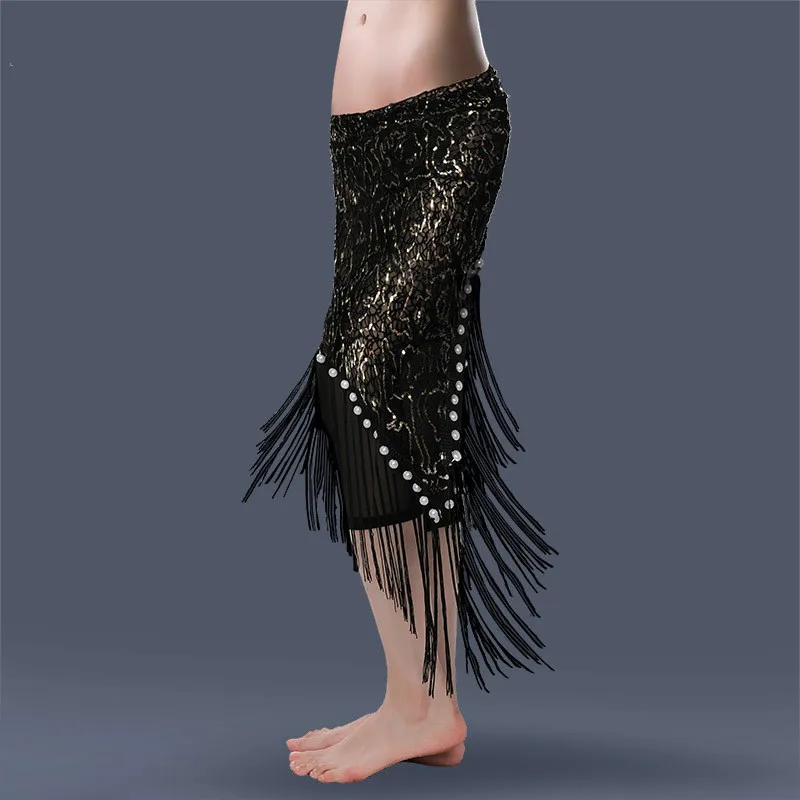 Женский набедренный платок для танца живота цепочка с кисточками и блестками