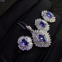 columbia natural tanzanite set ring earrings necklace fashionable with new design quality 925 silver