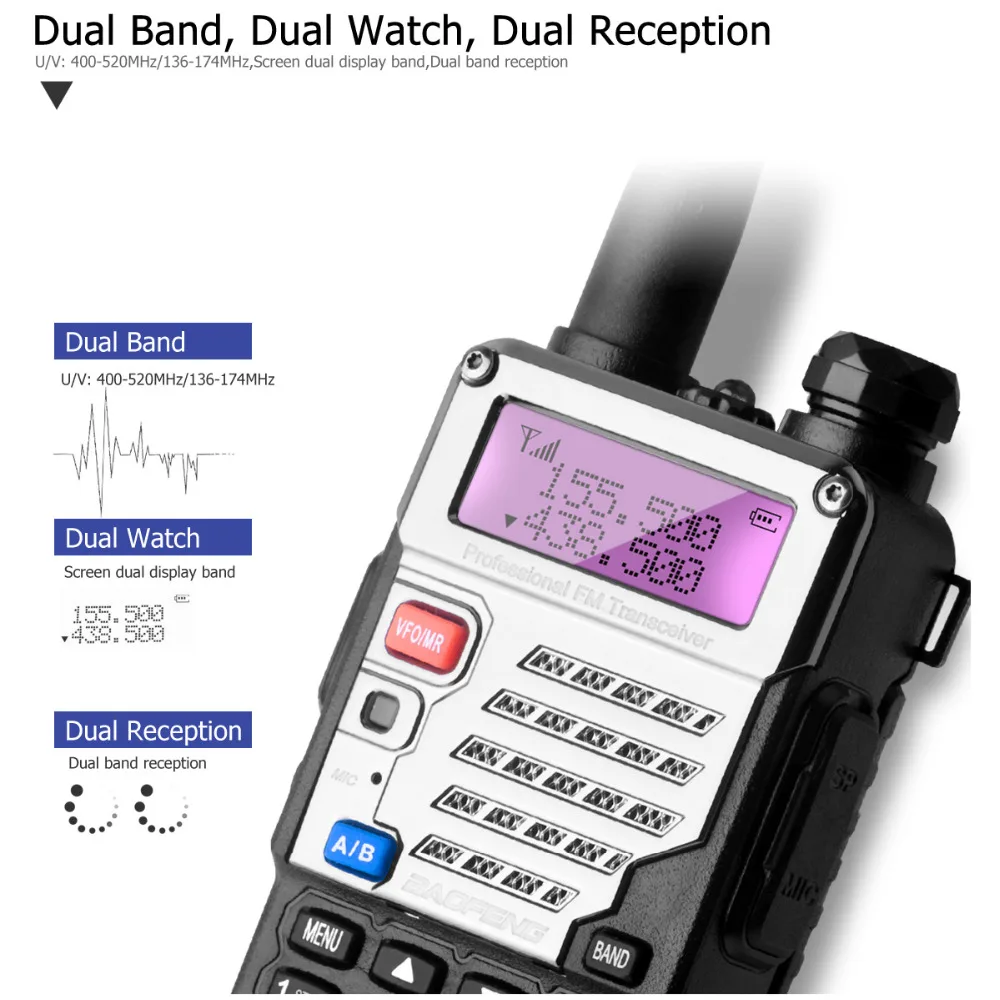 Baofeng UV-5RE Двухдиапазонная рация UV5RE CB радио 128CH VOX стальная оболочка Ham Радио