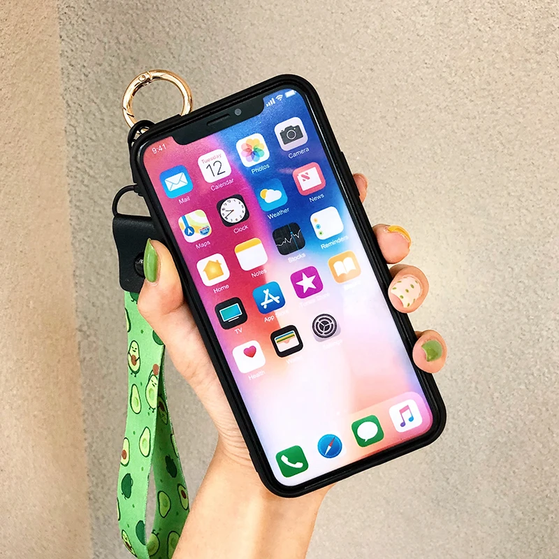 SoCouple чехол для телефона для iphone XR X Xs max 11 Pro Max 7 8 6 6s plus фрукты авокадо Мягкий ТПУ шейный ремешок для запястья чехол