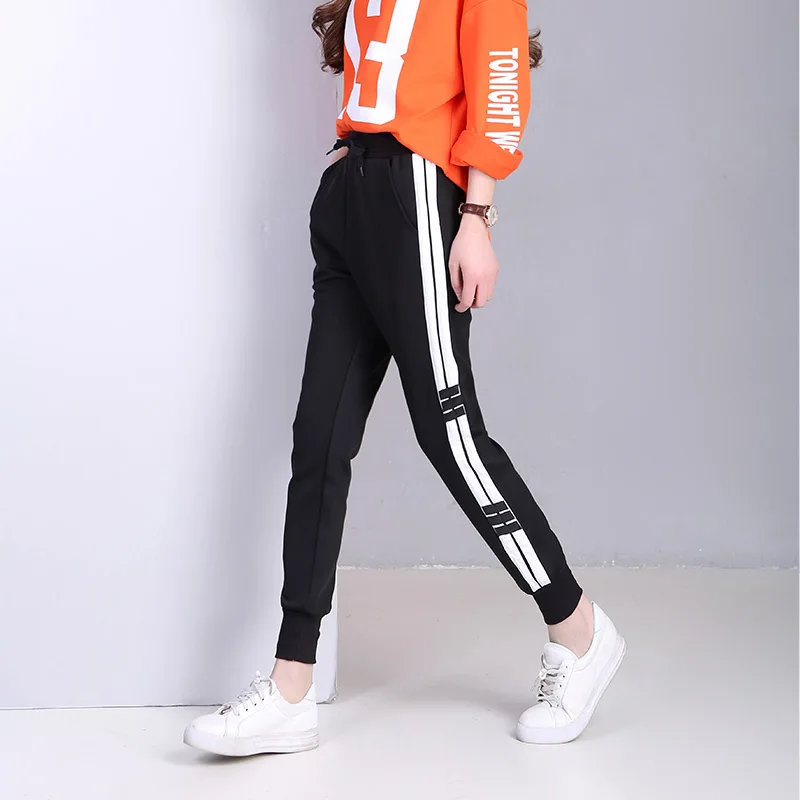 Эластичный пояс большие размеры хлопок спортивные повседневные штаны для женщин