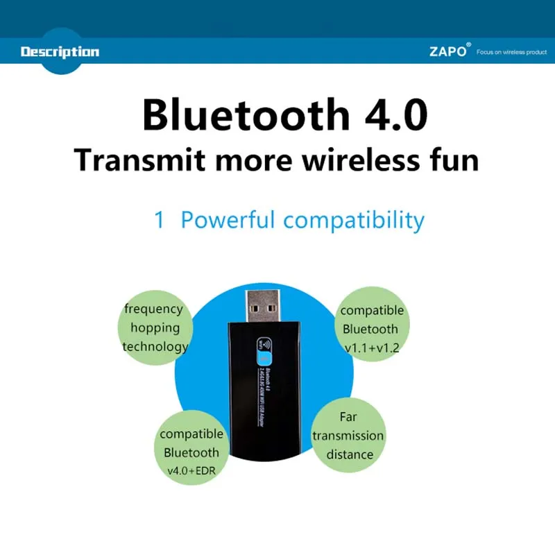 ZAPO 600M Bluetooth 4.0 802.11b / n / g / ac двойной диапазон 2.4G-5G usb ethernet wifi dongle мини-беспроводной адаптер wi fi сетевая карта