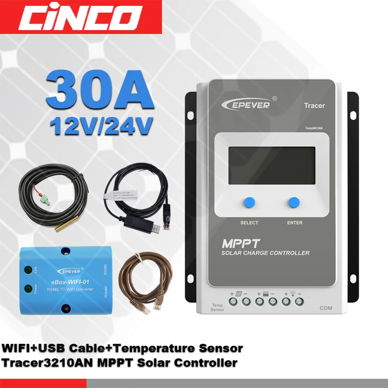Контроллер солнечной батареи Tracer3210AN 30 А 12 В/24 В MPPT с преобразователем eBOX и USB
