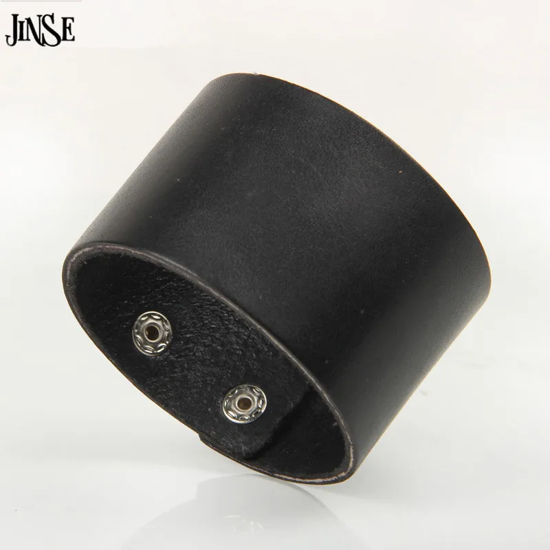 JINSE новейший дизайн черный браслет из натуральной кожи простой потрясающий и
