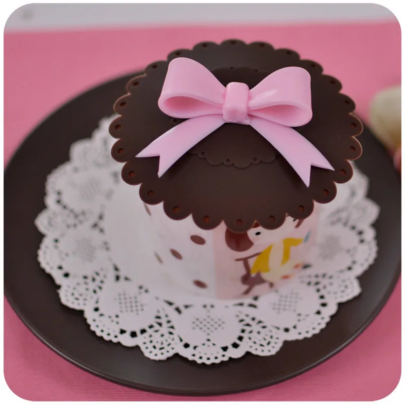 Симпатичная кружевная силиконовая крышка с бантом Пылезащитная многоразовая