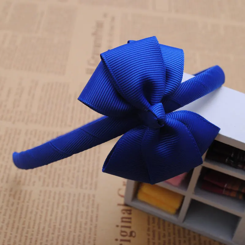Royal blue Hairband 1 шт. однотонные ленты банты Детские повязки для волос на голову Детские обручи для волос Бутик тиара аксессуары для девочек - Цвет: Royal blue Hairband
