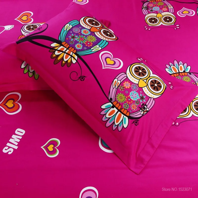 Комплект постельного белья из 4/3 хлопка с рисунком совы для мальчиков и девочек