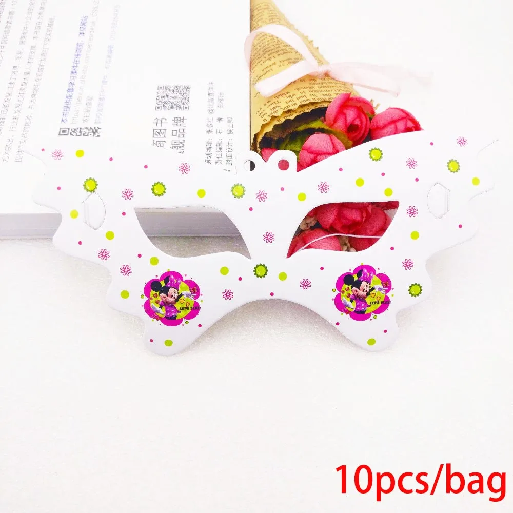 10pc Mask 24 шт. Минни Маус День рождения принадлежности кекс обертки топперы вечерние украшения Минни детский душ кекс топперы сувениры - Цвет: 10pc Mask
