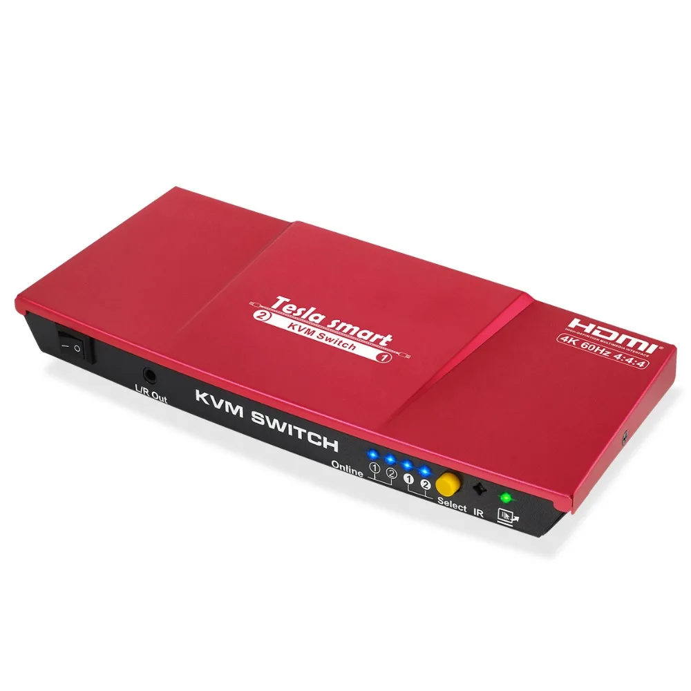 Tesla smart высокое качество 4K@ 60Hz USB HDMI KVM переключатель 2 порта USB KVM HDMI переключатель поддержка 3840*2160/4K* 2K дополнительный порт USB 2,0