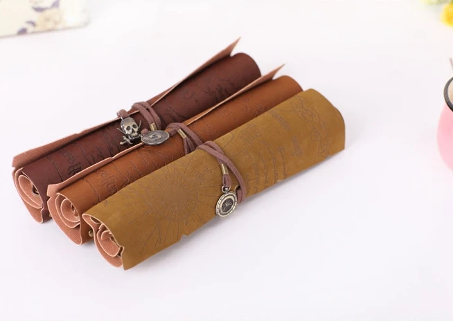 Ретро винтажный пиратский свернутый чехол карандаш из искусственной кожи с