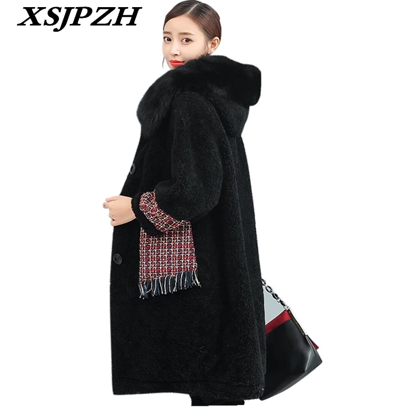 2018 новое зимнее женское пальто с капюшоном из лисьего меха воротник короткая