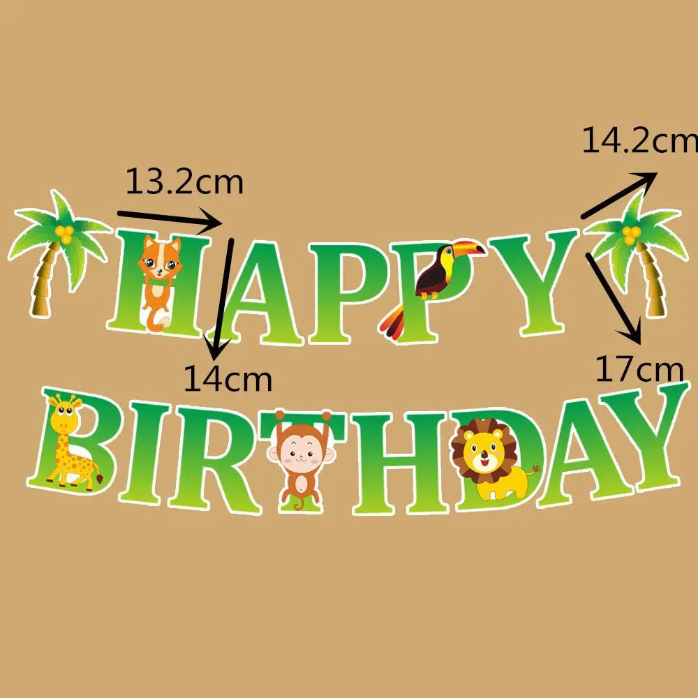 С Днем Рождения джунглей животных баннер украшения принадлежности для лесной
