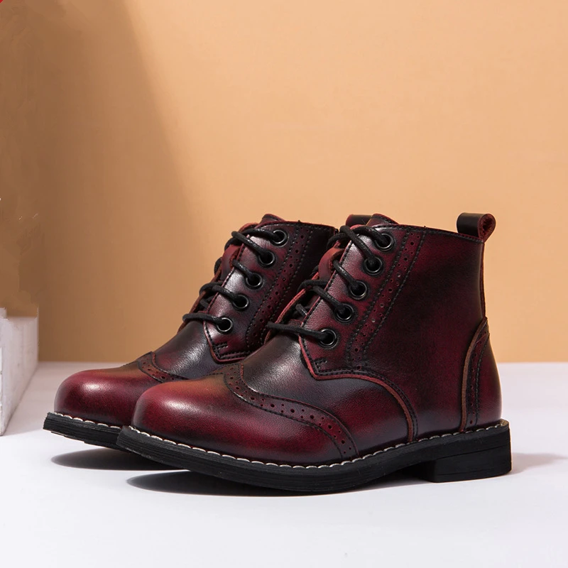 Зимние Ботинки Martin для мальчиков детские ботинки из воловьей кожи Классическая