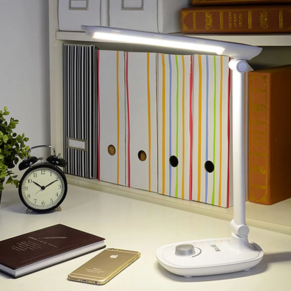 

2000mAh 42PCS LED Desk Lamp Modern Office Business Eye Care Reading Light Foldable Rotatable Knob Switch Dimmer LED Table Lamp