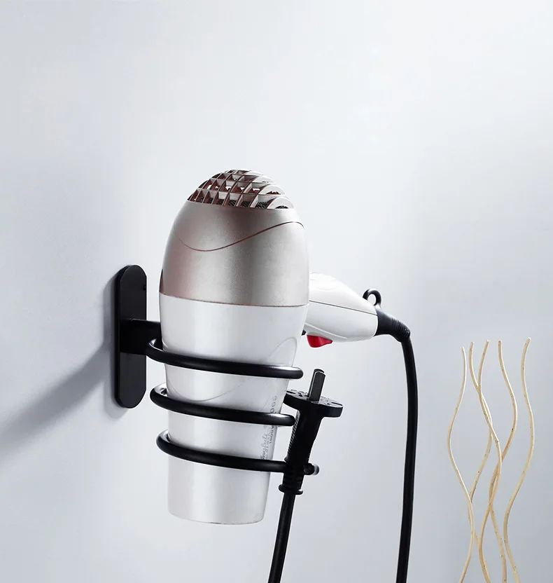 Космическая алюминиевая черная сушилка для волос полка ванной комнаты