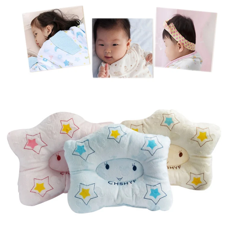 Подушка для новорожденного мягкая правильная с рисунком звезды предотвращает