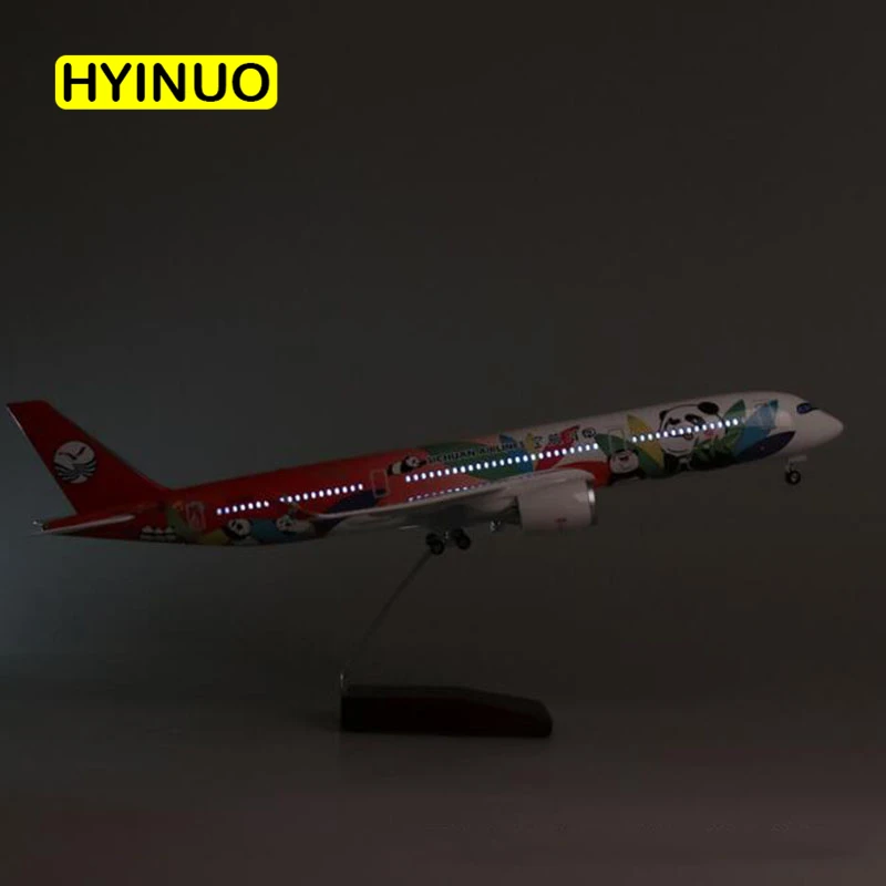 with light 47 см 1/142 масштаб самолет Airbus A350 Сычуань панда модель самолета W свет и колесо литье под давлением пластиковые смолы самолет для коллекции - Цвет: with light