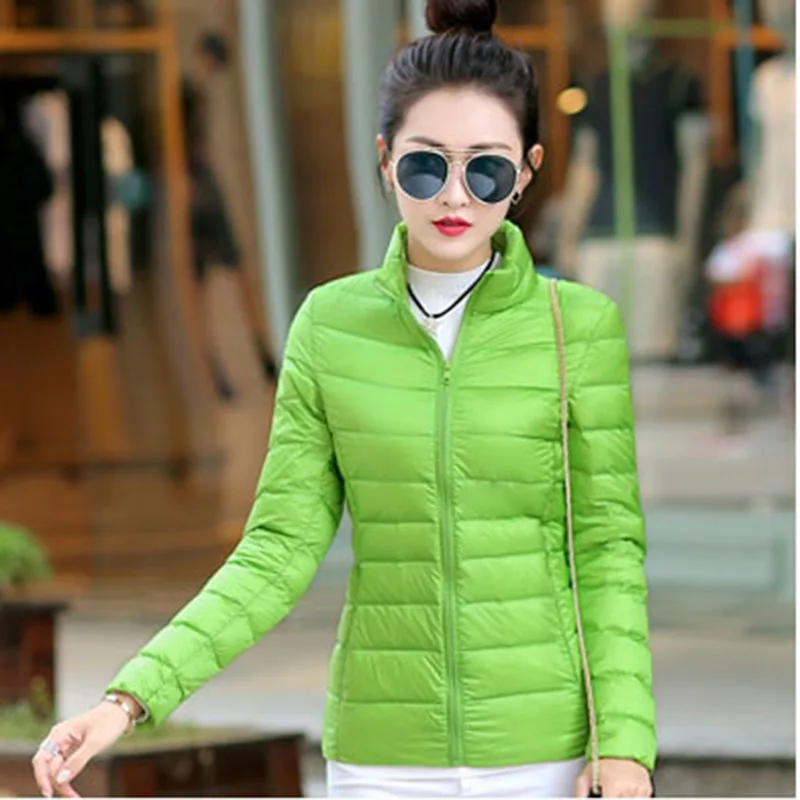 Модный белый пуховик на утином пуху для женщин новинка 2017 зима-осень большой