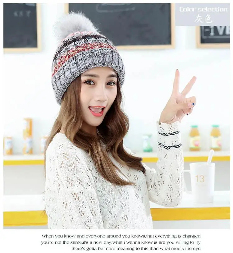 Beanies Женская Зимняя кепка толще плюс бархатная вязаная шапка высокого качества шапка женская шляпка теплая хижина Gorrs cap uchons