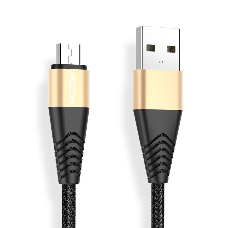 Gold ROCK Micro USB кабель для Xiaomi Redmi 4X Note 4 5 для Samsung Hi-tension передачи данных Кабо зарядный кабель - Цвет: Gold