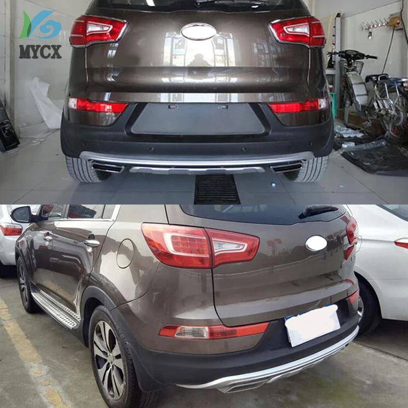 2011-2012 для kia Sportager Высокое качество пластик ABS Хром Передний+ задний бампер накладка 2 шт