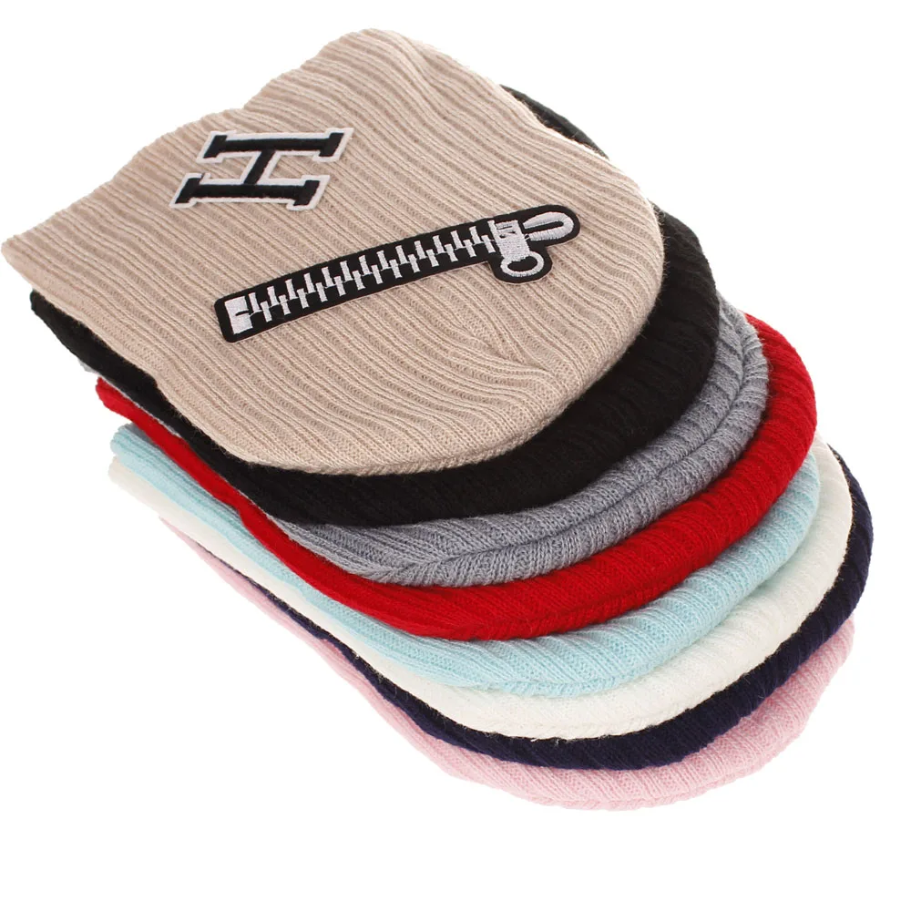 XDOMI Kids Winter Hats Soft Warmer Knitted Beanies Boys Girls Casual Ear Cap For ChildrenZipper Letter Crochet Caps | Аксессуары для