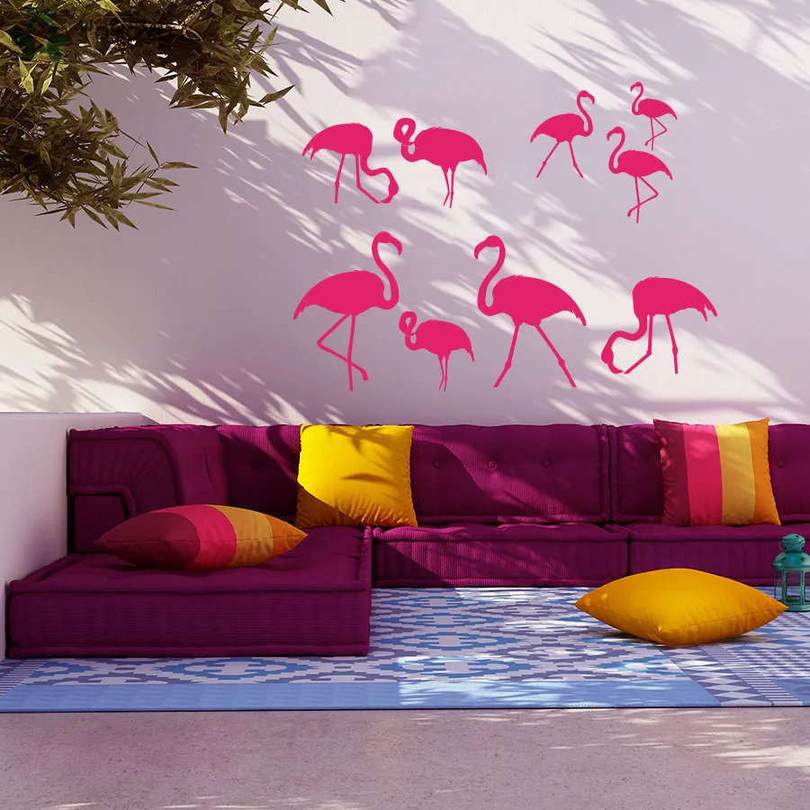 Виниловые наклейки на стену в детскую комнату с фламинго съемные настенные