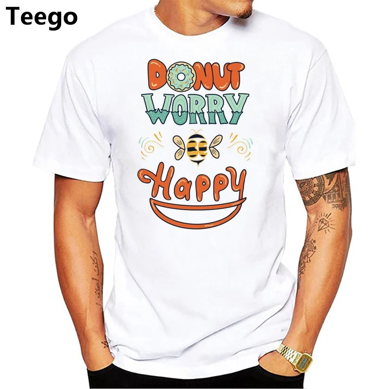 2018 Мода Пончик worry be happy Tt рубашка для Для мужчин | Мужская одежда