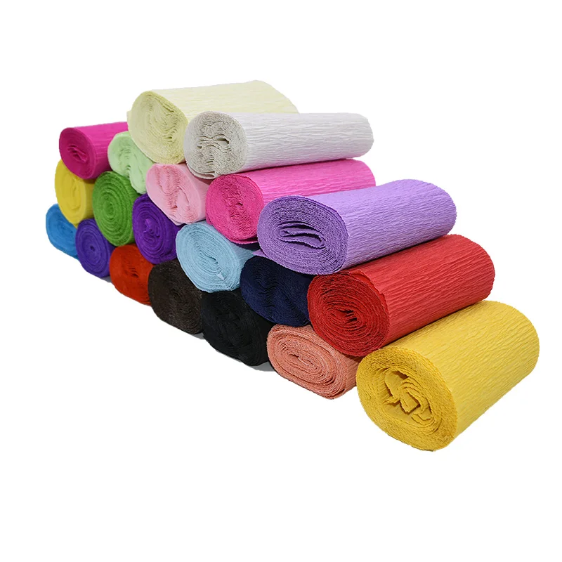 250cm*10/15/25/50 cm Crinkled Crepe Paper Gifts Flower Wrapping Wedding Festive Party Decoration DIY Fold Scrapbooking Crafts