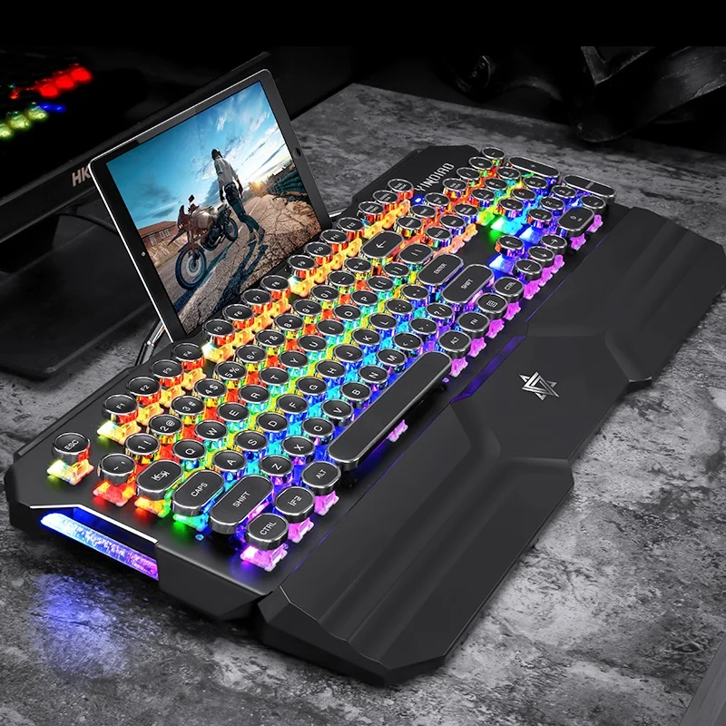 Стимпанк Esport Ретро Круглый Брелок Проводная Механическая с подсветкой игровая