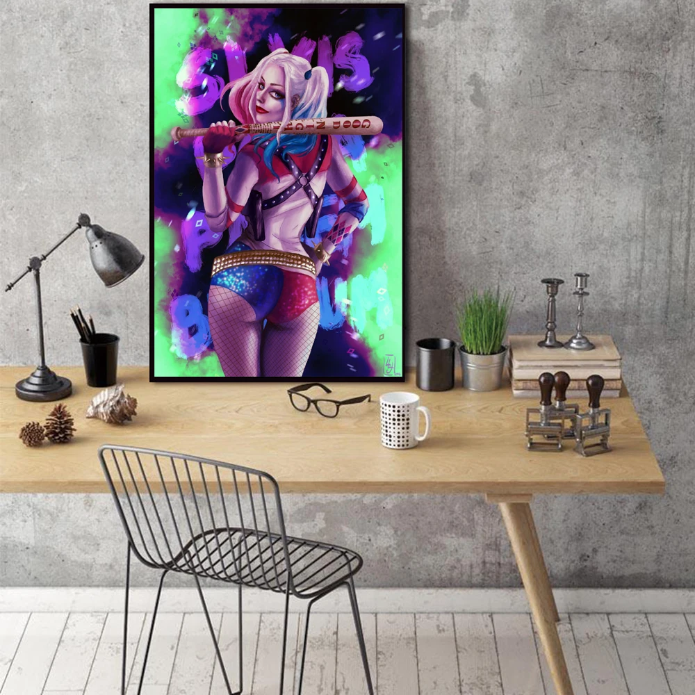ZZ2315 Elegant Poetry Modern oker Harley Quinn Canvas Painting Art Print Poster Picture Wall Paintings Home Decoration | Дом и сад