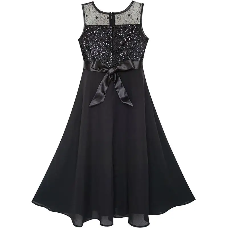 Sunny Fashion платья для девочек платье горный хрусталь Шифон Подружка невесты Танец Мяч Макси Платье