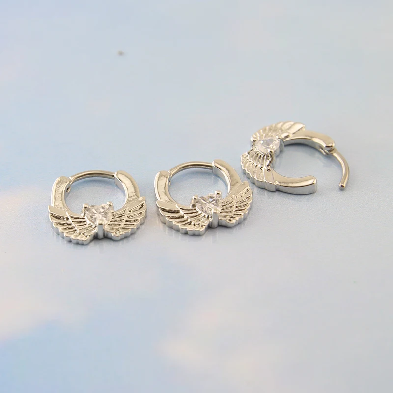 Septum Piercing Real Angle Wing With Heart Shape Zircon Indian Nose Stainless Steel Body Jewelry Nickel Free Rings | Украшения и