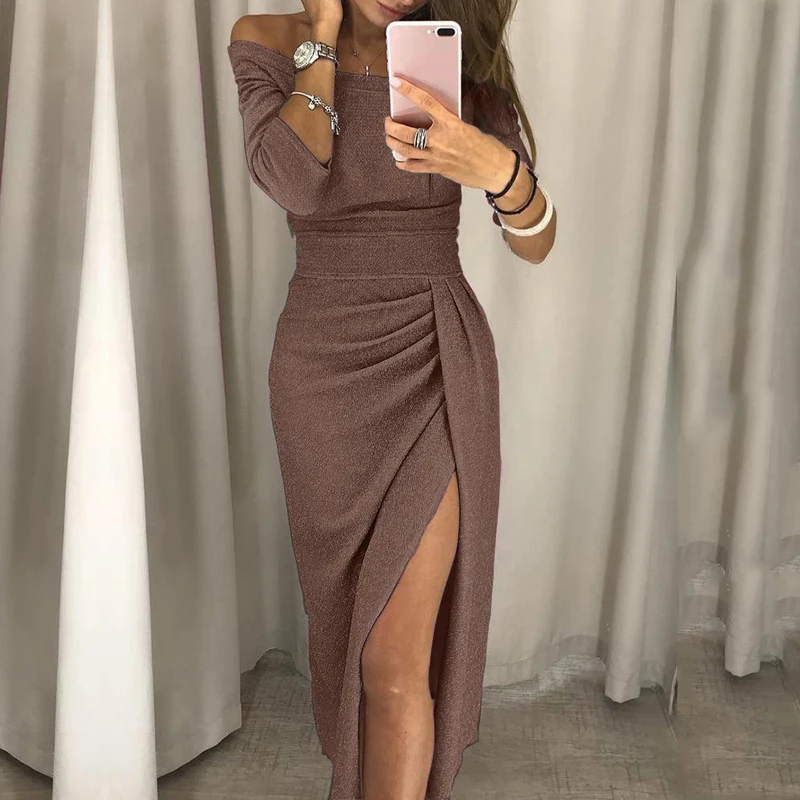 Весеннее женское платье модное сексуальное элегантное облегающее с длинным
