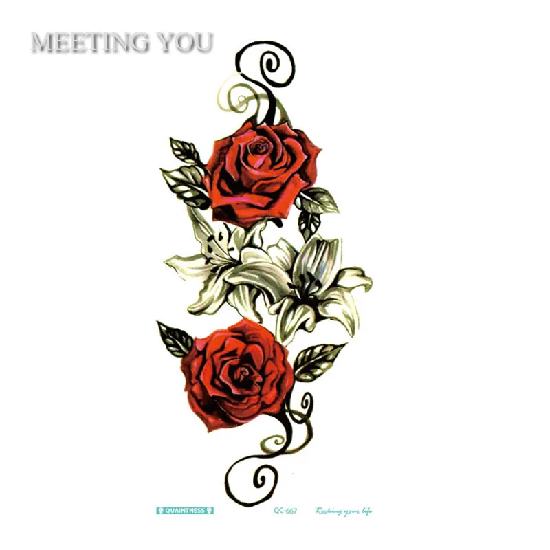 1 шт. есть две розы и лилии тату на груди женская сексуальная Временная наклейка