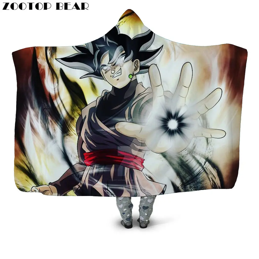 HB126Q Супер Saiyan одеяло с капюшоном плюшевые пальто для взрослых мальчиков аниме 3D принт Dragon Ball модные домашние мягкие офисные одеяла носимые постельные принадлежности - Цвет: HB126Q