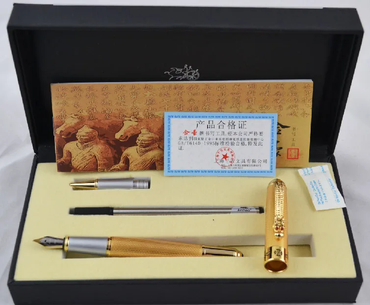 Jinhao 1000 Золотая и клипса с драконом авторучка+ Ручка-роллер с оригинальной коробкой Набор ручек