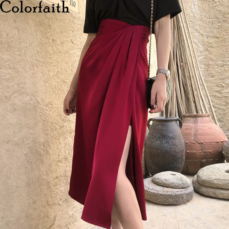 Colorfaith 2019 Женская длинная джинсовая юбка карандаш длины миди с сексуальным