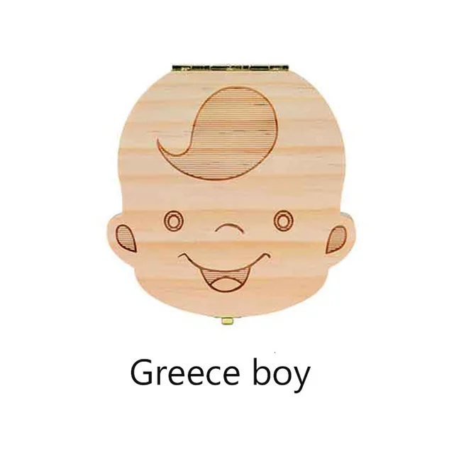 greece boy Английский/русский/французский/голландский/испанский текст для маленьких мальчиков и девочек упавший зуб ящик для хранения натуральный деревянный ящик для хранения молочных зубов коллекция - Цвет: greece boy