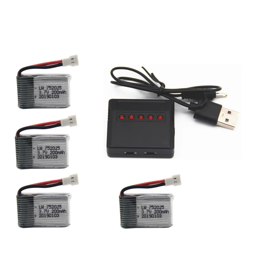 Syma X4 X11 X13 RC quadcopter 3 7 V 200mah Li po батарея * 4 шт + 5 в 1 зарядное устройство коробка|Детали