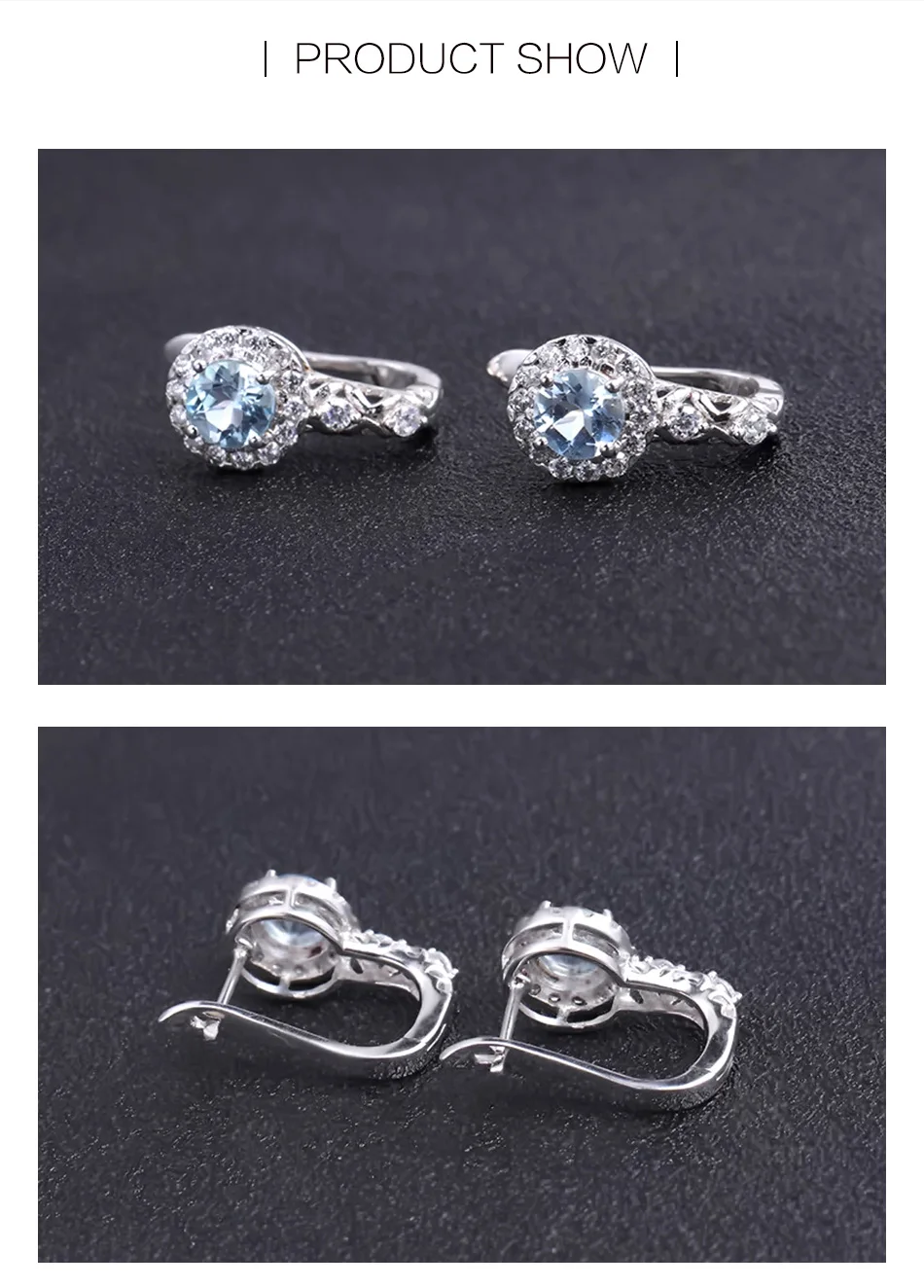 Ювелирный набор с натуральным голубым топазом, 3.16ct, 925 пробы, серебряные серьги, кольцо, хорошее ювелирное изделие для женщин