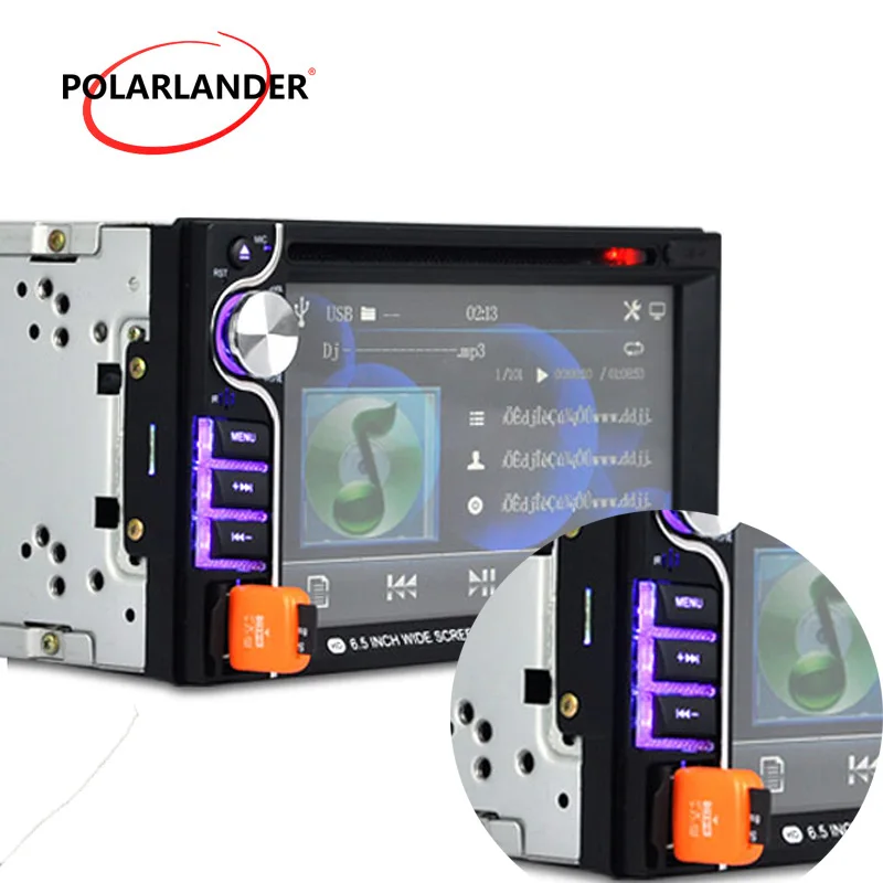 Автомобильный DVD с сенсорным экраном Hands Free RDS поддержка 7 языков 6 5 дюйма 2 Din HD