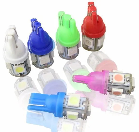 T10 W5W WY5W 5 SMD 5050 светодиодный 5smd 5 светодиодный габаритный автомобильный фонарь мотор стояночные огни лампы 12V цвета: белый, красный, синий, зеленый, желтый
