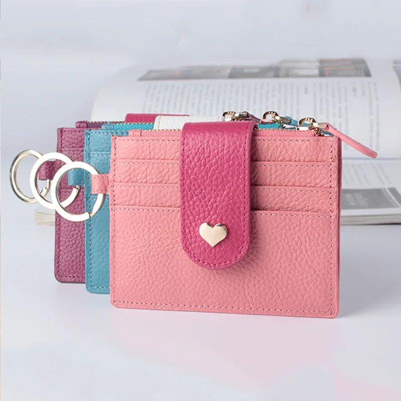 Женские кошельки тонкий держатель для кредитных карт из натуральной кожи мини