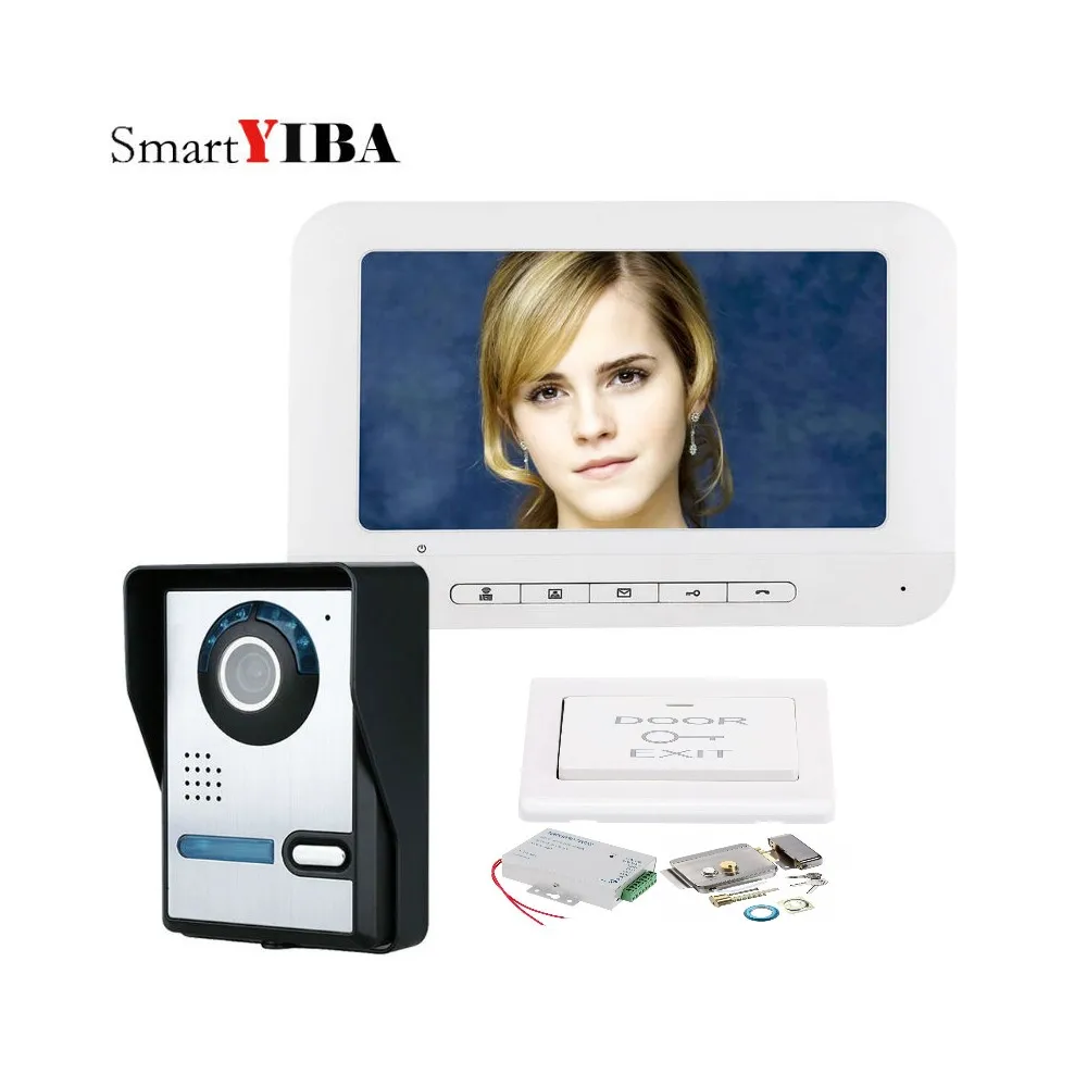 SmartYIBA 7 дюймов видеодомофон домофон система дверного звонка Поддержка видео сфотографировать проводной цветной монитор ИК камера ночного видения
