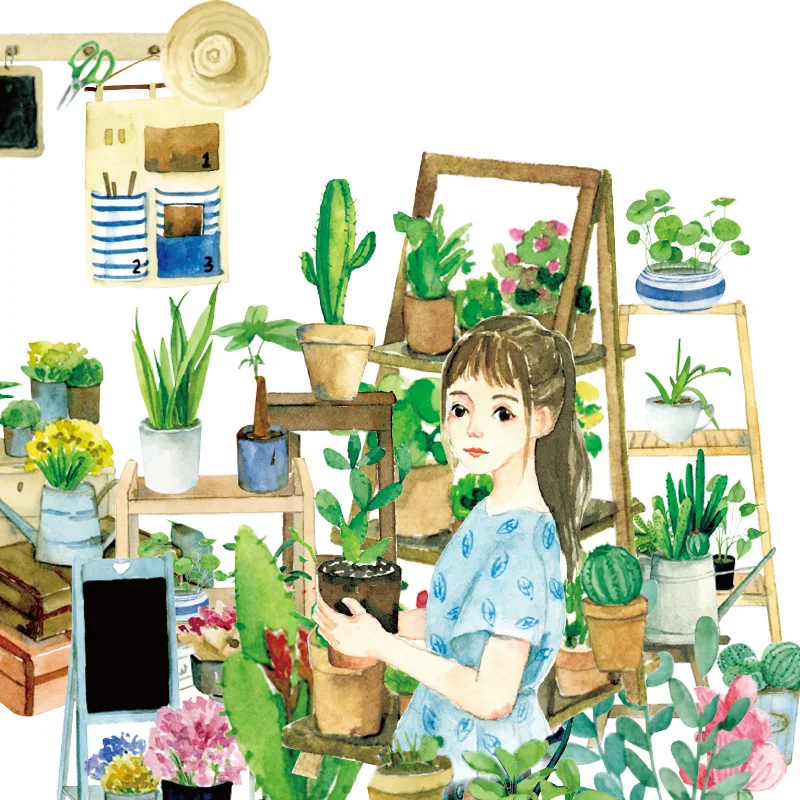 Открытый цветочный магазин васи лента зеленый завод девушка Diy украшения для