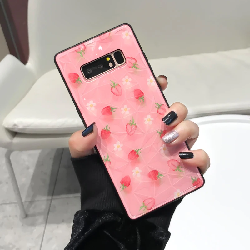 YHBBCASES для samsung Note 8 9 чехол для телефона с рисунком клубники лимона 3D чехол с алмазным узором для samsung Galaxy S8 S9 S10 Plus