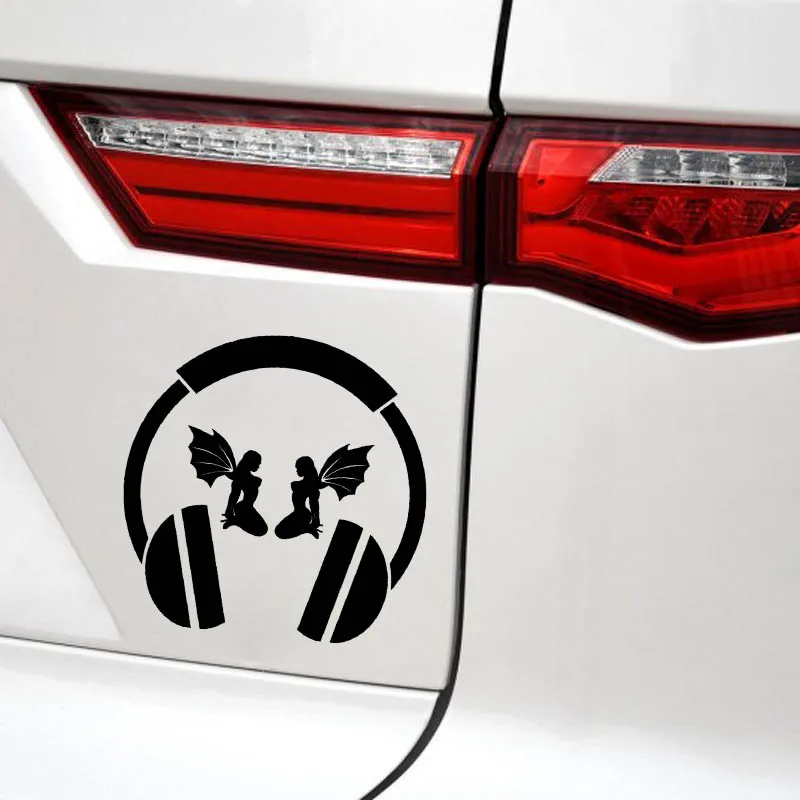 

YJZT 13.5*13.3CM Listening To Angels' Sound High Quality Covering Cute Design The Body Decal Car Sticker Black/Silver C20-1338